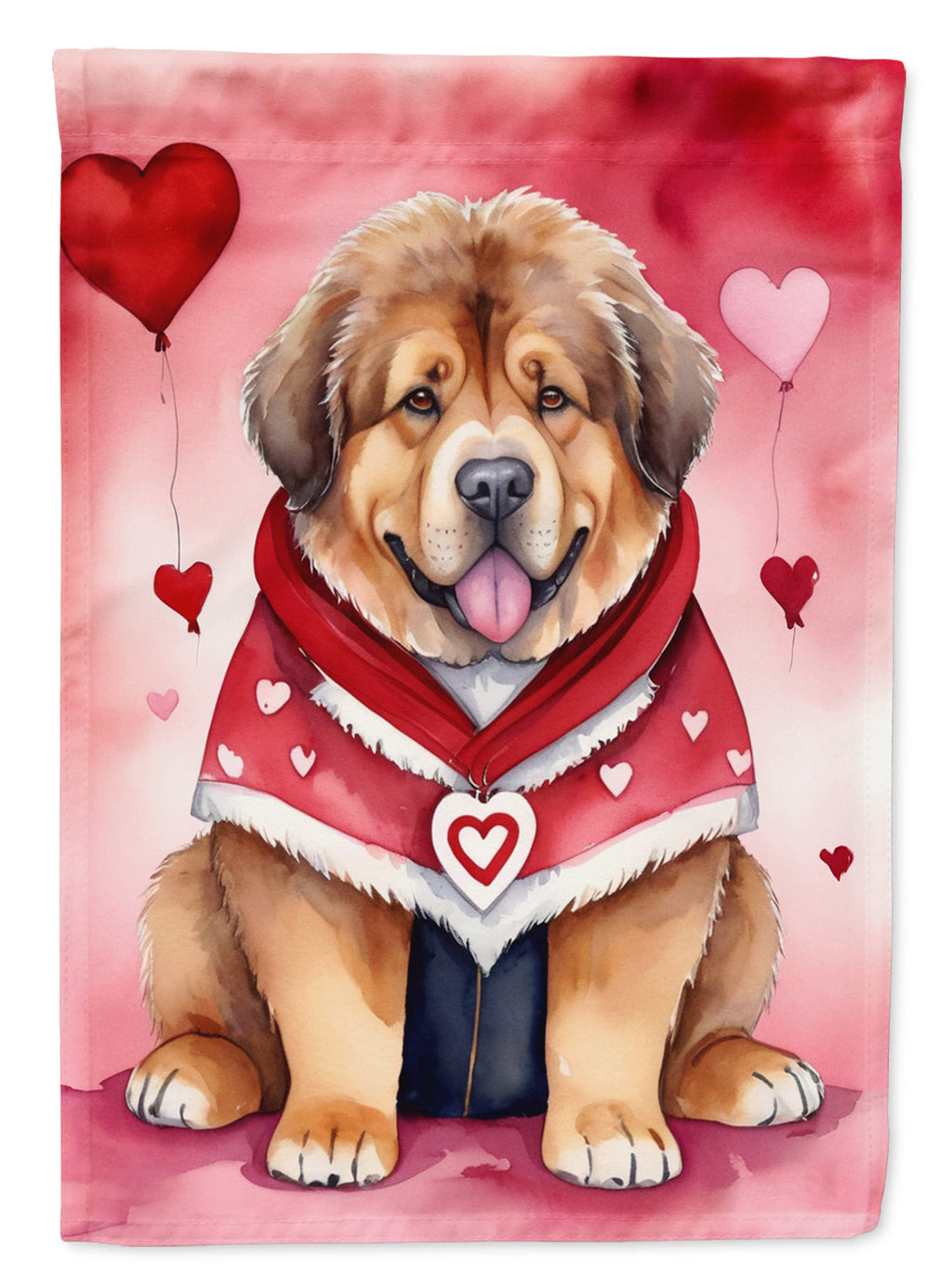 Tibetan Mastiff My Valentine Garden Flag Mailbox Decorative Yard Banner Outside Patio Artwork for Flower Beds, Garden Size, Multicolor
