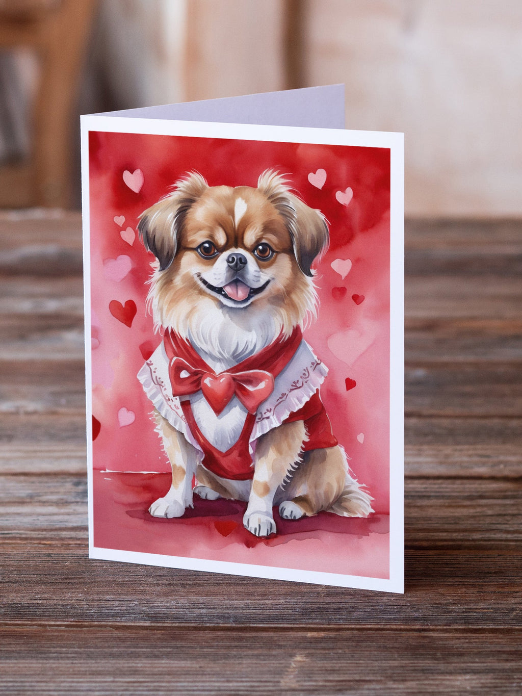 Tibetan Spaniel My Valentine Greeting Cards Pack of 8 Blank Cards with Envelopes Whimsical A7 Size 5x7