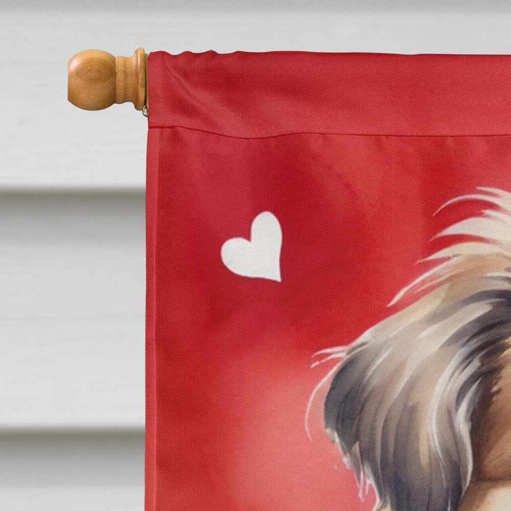 Tibetan Spaniel My Valentine House Flag 28x40 Porch Sleeve Pole Decorative Outside Yard Banner Artwork Wall Hanging, Polyester