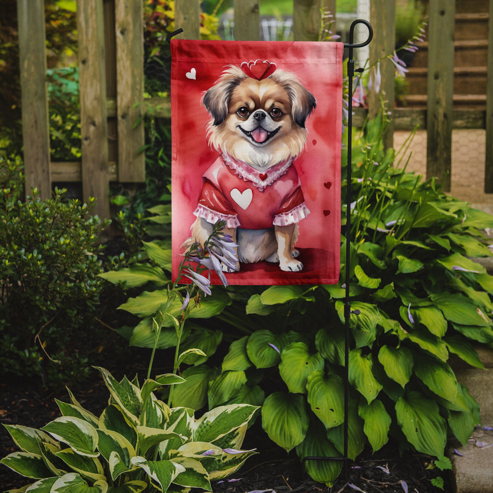 Tibetan Spaniel My Valentine Garden Flag Mailbox Decorative Yard Banner Outside Patio Artwork for Flower Beds, Garden Size, Multicolor