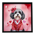 Tibetan Terrier My Valentine Framed Metal Print Bathroom, Kitchen, Office, Home Decor Wall Art Ready to Hang, Square, 8X8