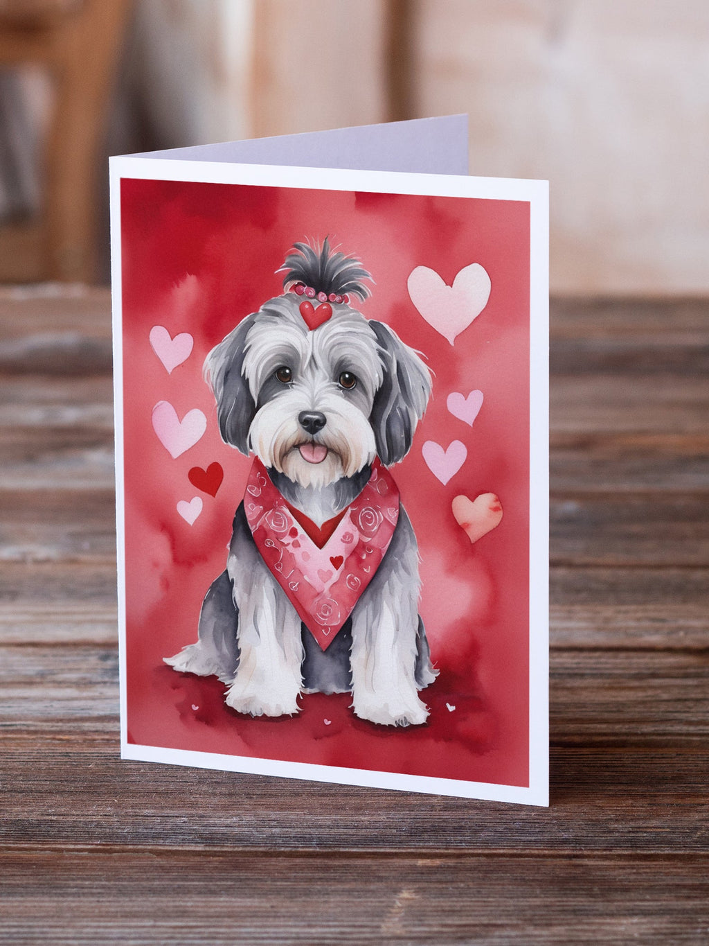Tibetan Terrier My Valentine Greeting Cards Pack of 8 Blank Cards with Envelopes Whimsical A7 Size 5x7
