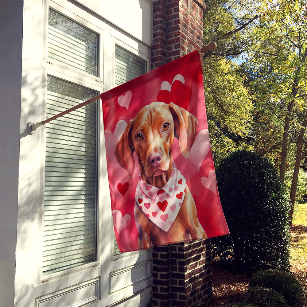 Vizsla My Valentine House Flag 28x40 Porch Sleeve Pole Decorative Outside Yard Banner Artwork Wall Hanging, Polyester