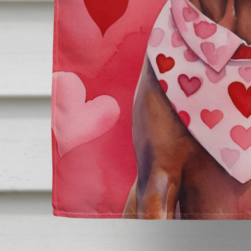 Vizsla My Valentine House Flag 28x40 Porch Sleeve Pole Decorative Outside Yard Banner Artwork Wall Hanging, Polyester