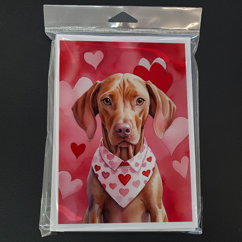 Vizsla My Valentine Greeting Cards Pack of 8 Blank Cards with Envelopes Whimsical A7 Size 5x7