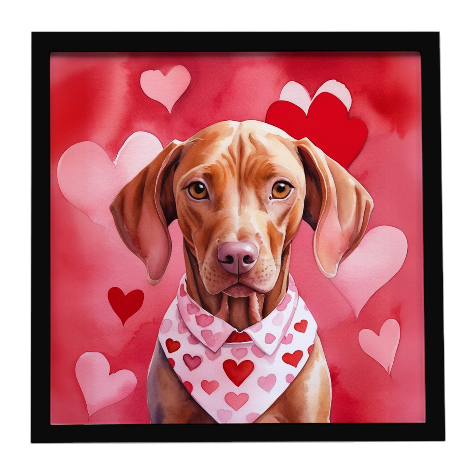 Vizsla My Valentine Framed Metal Print Bathroom, Kitchen, Office, Home Decor Wall Art Ready to Hang, Square, 8X8
