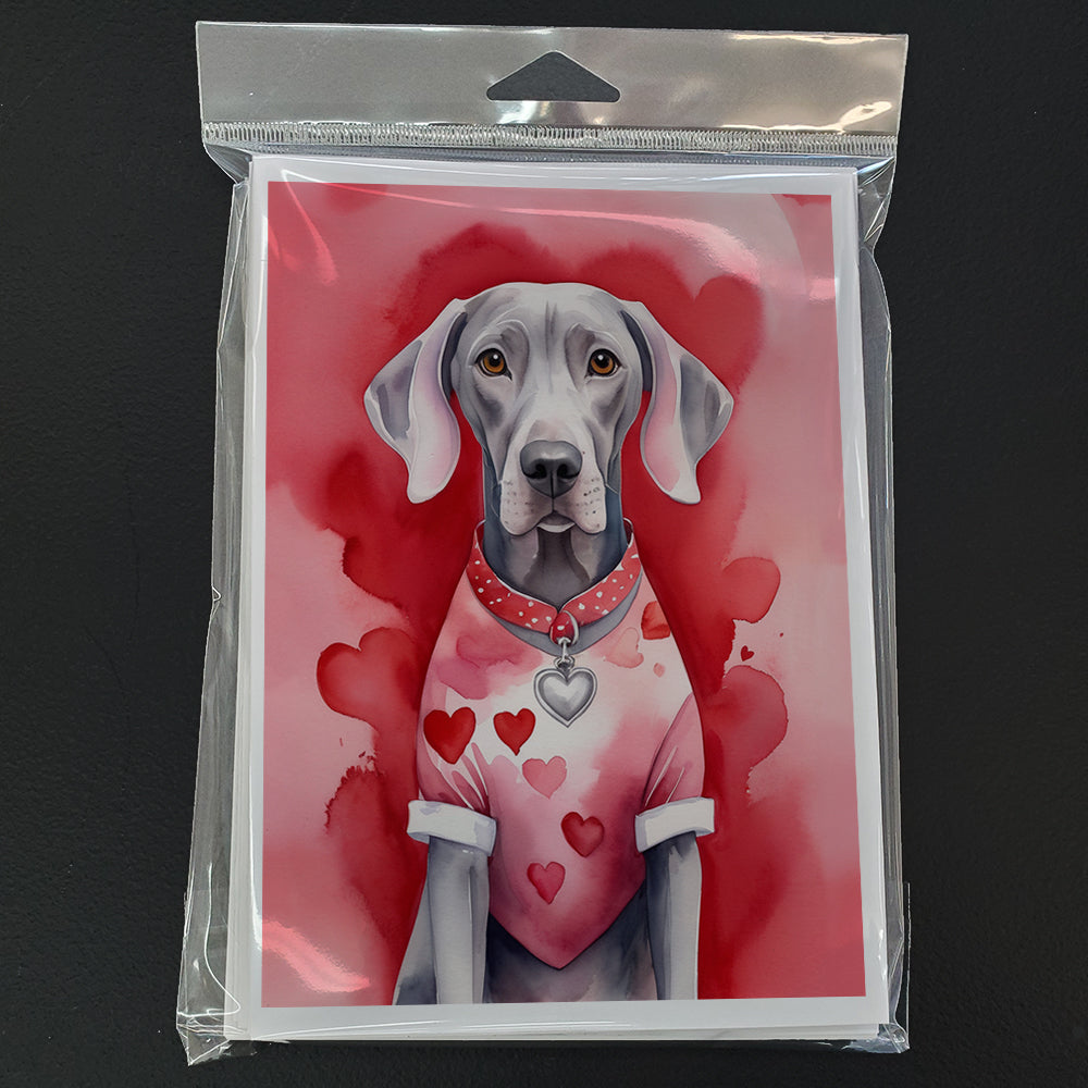 Weimaraner My Valentine Greeting Cards Pack of 8 Blank Cards with Envelopes Whimsical A7 Size 5x7