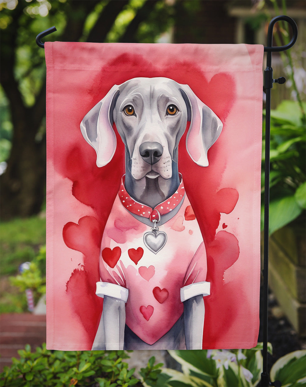 Weimaraner My Valentine Garden Flag Mailbox Decorative Yard Banner Outside Patio Artwork for Flower Beds, Garden Size, Multicolor