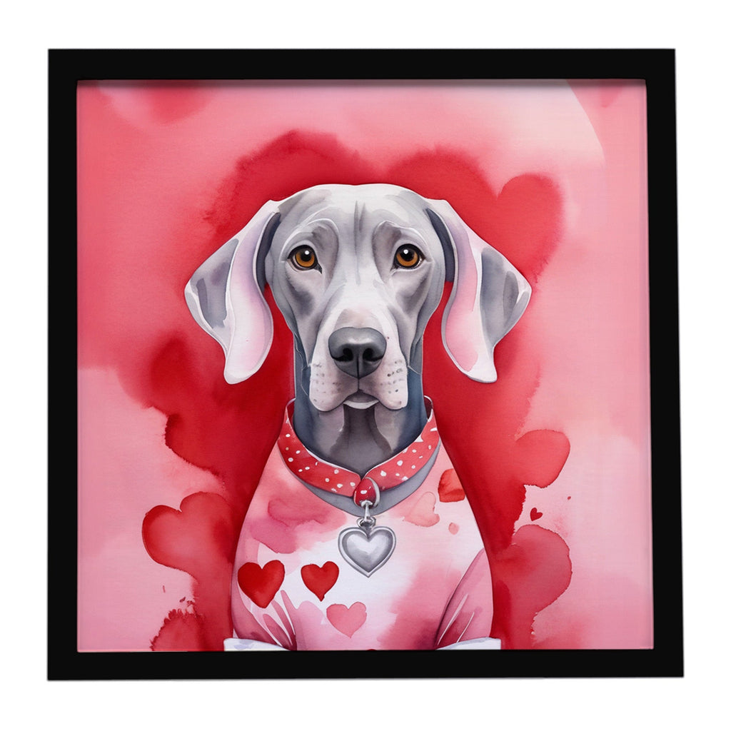 Weimaraner My Valentine Framed Metal Print Bathroom, Kitchen, Office, Home Decor Wall Art Ready to Hang, Square, 8X8