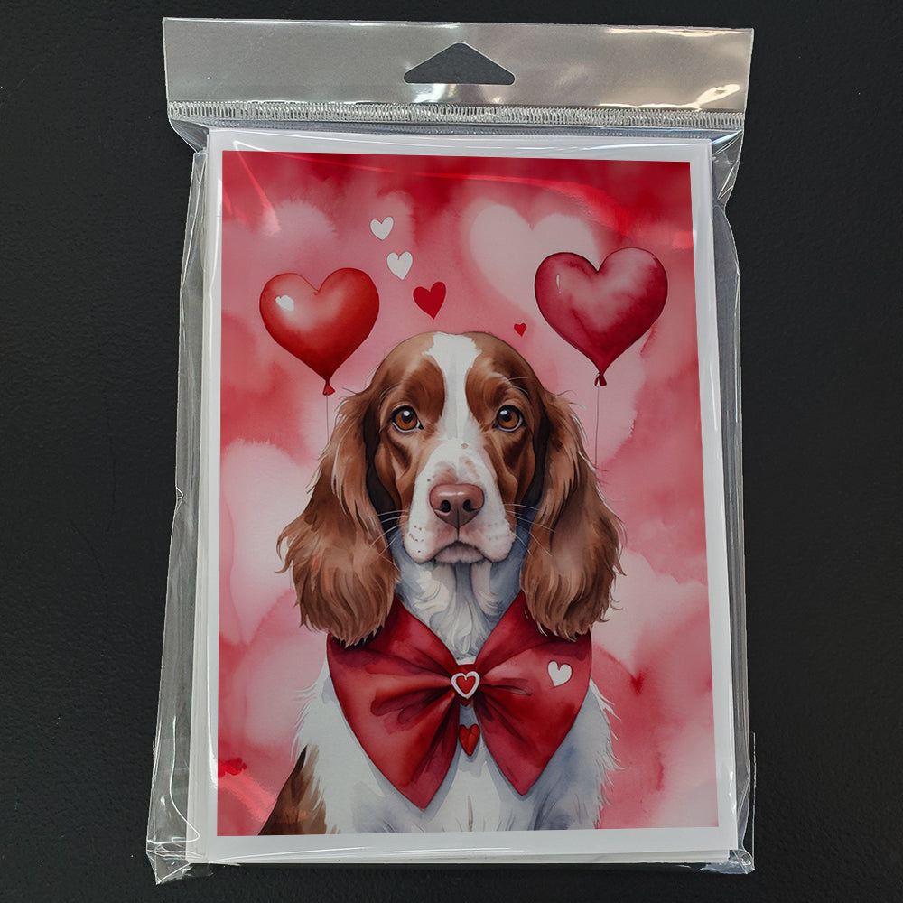 Welsh Springer Spaniel My Valentine Greeting Cards Pack of 8 Blank Cards with Envelopes Whimsical A7 Size 5x7