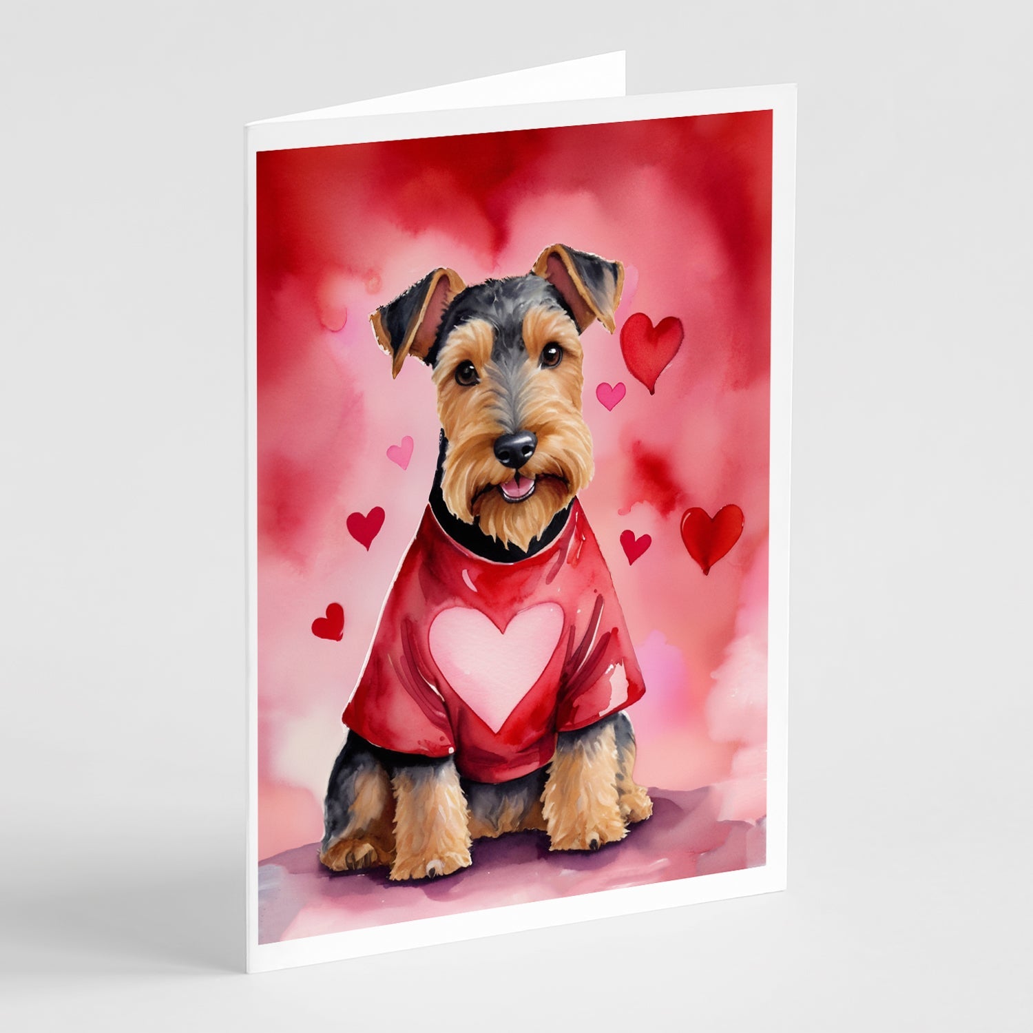 Welsh Terrier My Valentine Greeting Cards Pack of 8 Blank Cards with Envelopes Whimsical A7 Size 5x7