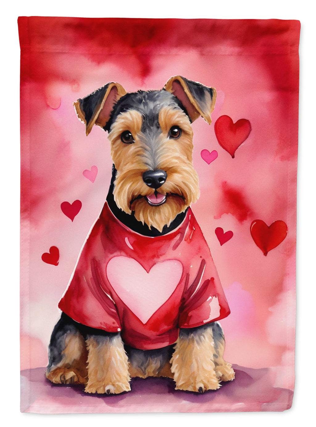 Welsh Terrier My Valentine Garden Flag Mailbox Decorative Yard Banner Outside Patio Artwork for Flower Beds, Garden Size, Multicolor