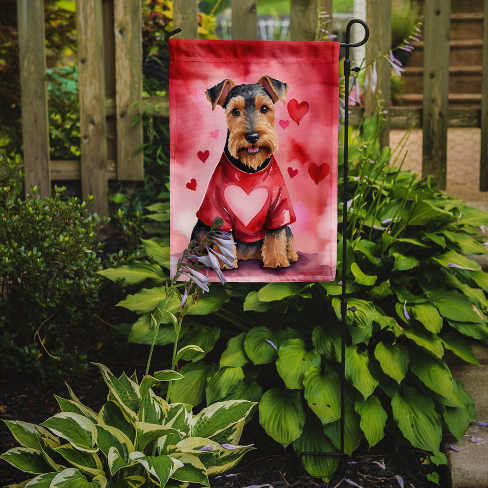 Welsh Terrier My Valentine Garden Flag Mailbox Decorative Yard Banner Outside Patio Artwork for Flower Beds, Garden Size, Multicolor