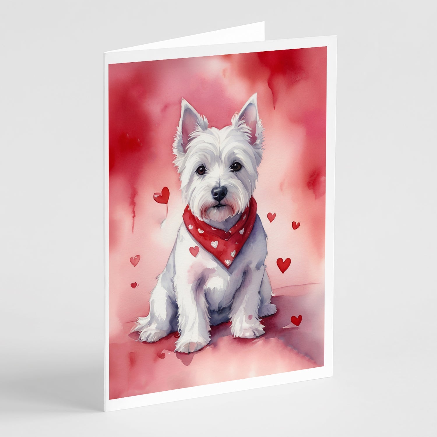 Westie My Valentine Greeting Cards Pack of 8 Blank Cards with Envelopes Whimsical A7 Size 5x7