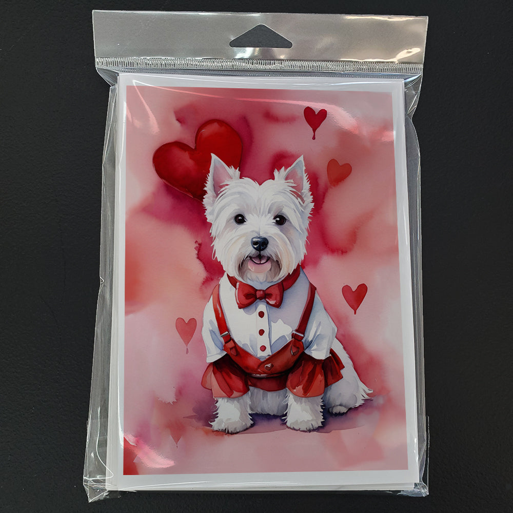 Westie My Valentine Greeting Cards Pack of 8 Blank Cards with Envelopes Whimsical A7 Size 5x7