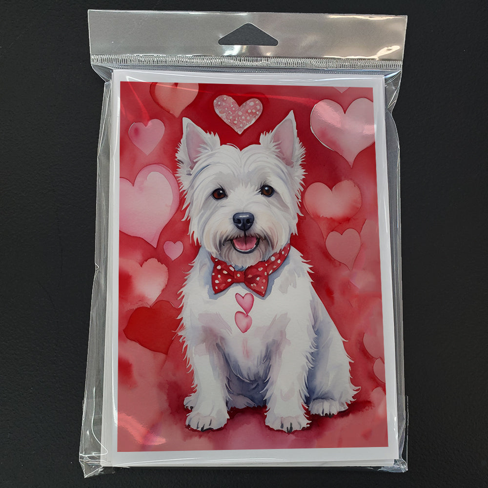 Westie My Valentine Greeting Cards Pack of 8 Blank Cards with Envelopes Whimsical A7 Size 5x7