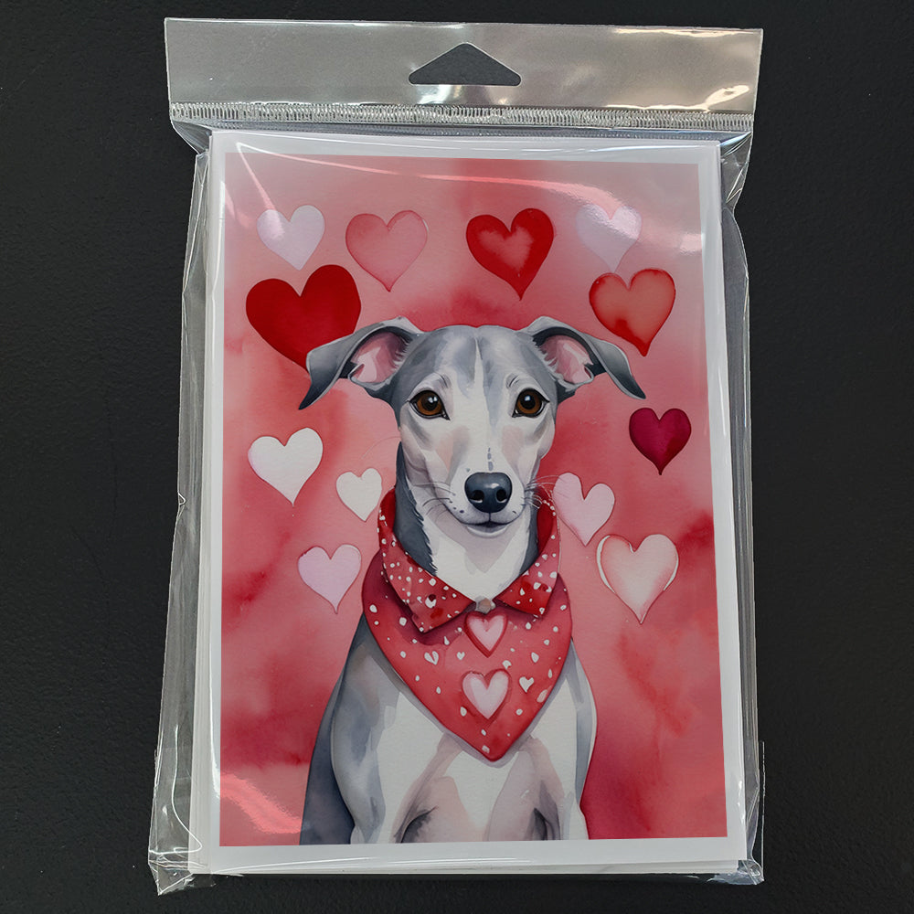 Whippet My Valentine Greeting Cards Pack of 8 Blank Cards with Envelopes Whimsical A7 Size 5x7