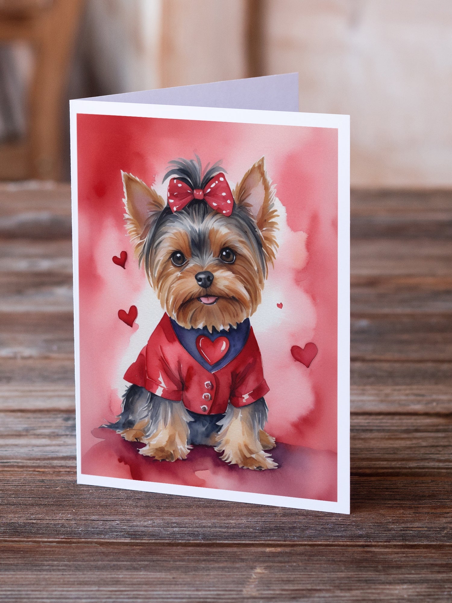 Yorkshire Terrier My Valentine Greeting Cards Pack of 8 Blank Cards with Envelopes Whimsical A7 Size 5x7
