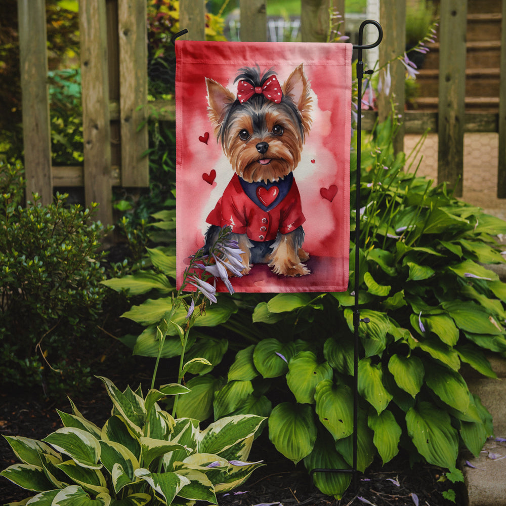 Yorkshire Terrier My Valentine Garden Flag Mailbox Decorative Yard Banner Outside Patio Artwork for Flower Beds, Garden Size, Multicolor