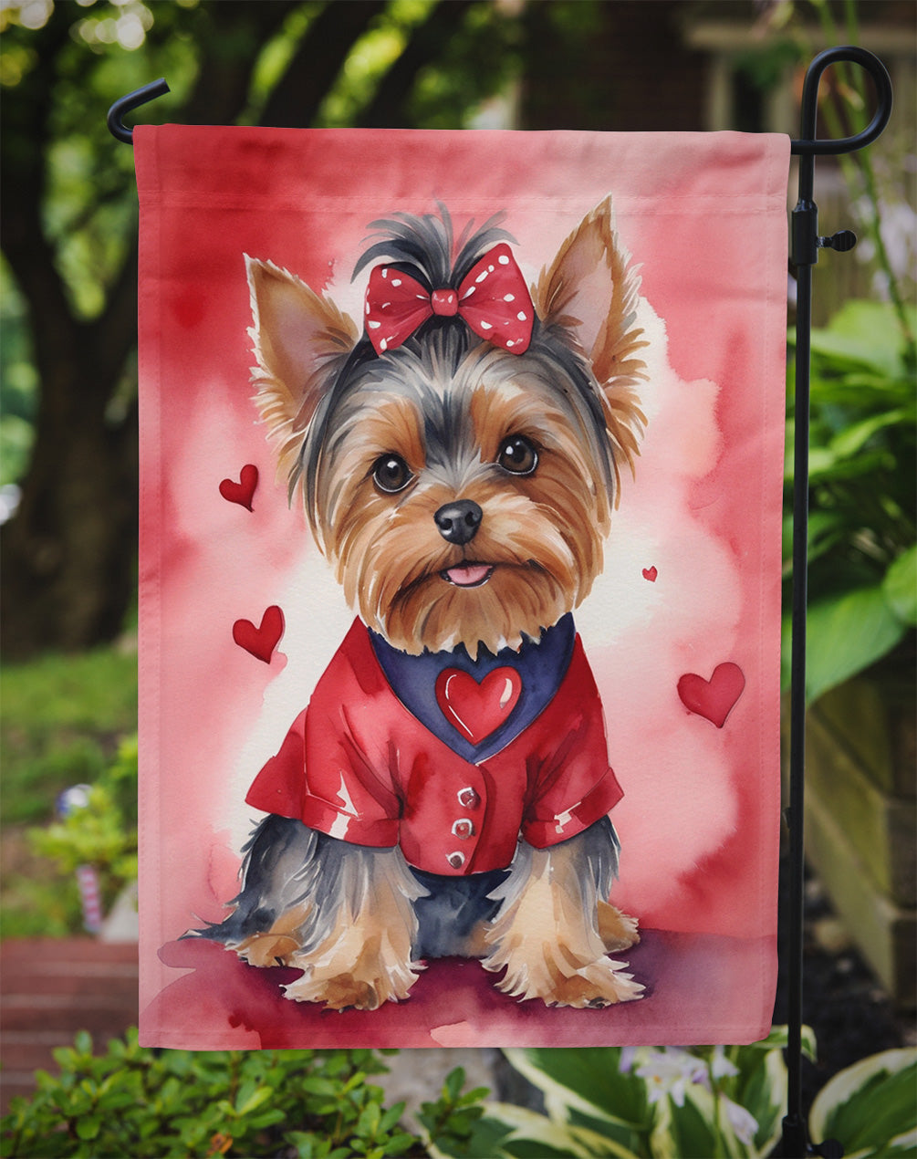 Yorkshire Terrier My Valentine Garden Flag Mailbox Decorative Yard Banner Outside Patio Artwork for Flower Beds, Garden Size, Multicolor