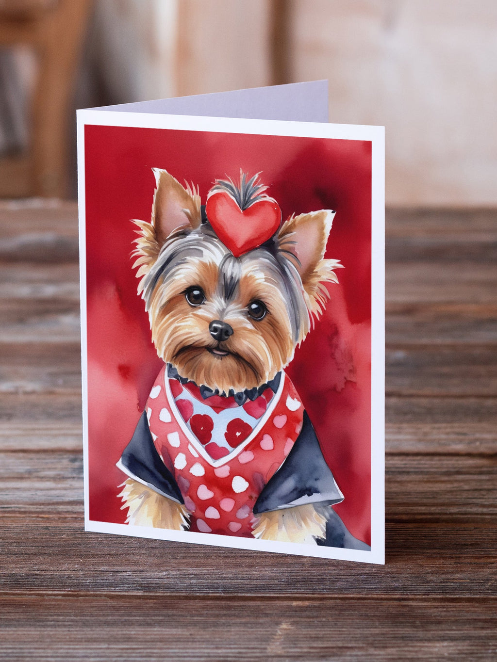 Yorkshire Terrier My Valentine Greeting Cards Pack of 8 Blank Cards with Envelopes Whimsical A7 Size 5x7