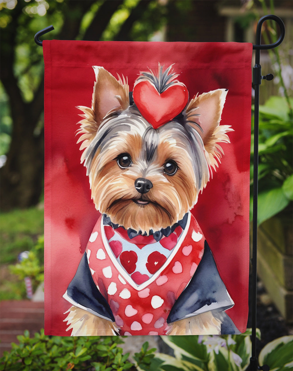 Yorkshire Terrier My Valentine Garden Flag Mailbox Decorative Yard Banner Outside Patio Artwork for Flower Beds, Garden Size, Multicolor