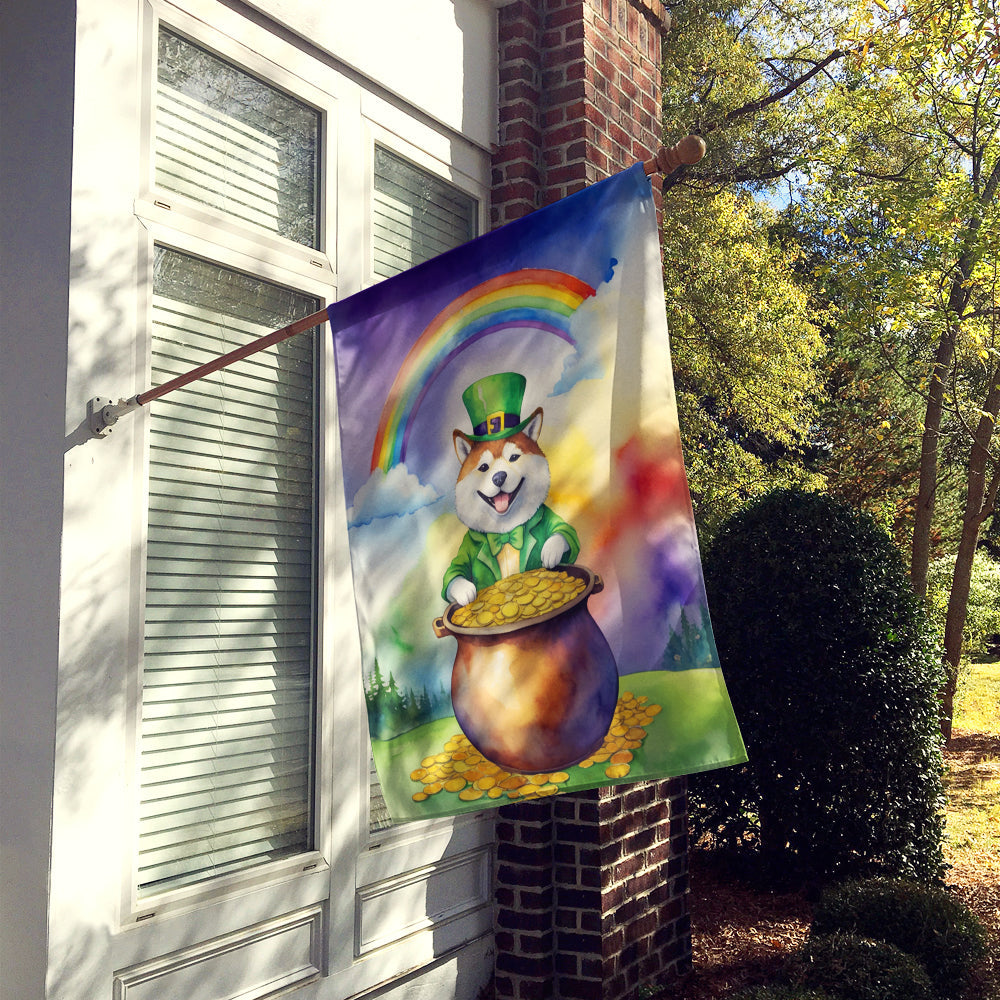 Akita St Patrick's Day House Flag 28x40 Porch Sleeve Pole Decorative Outside Yard Banner Artwork Wall Hanging, Polyester