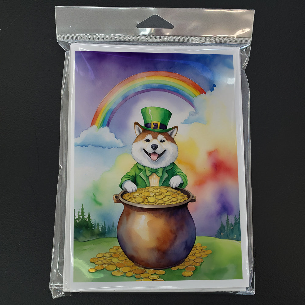 Akita St Patrick's Day Greeting Cards Pack of 8 Blank Cards with Envelopes Whimsical A7 Size 5x7