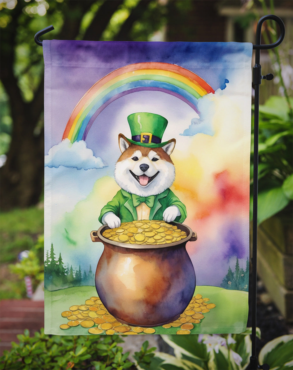 Akita St Patrick's Day Garden Flag Mailbox Decorative Yard Banner Outside Patio Artwork for Flower Beds, Garden Size, Multicolor