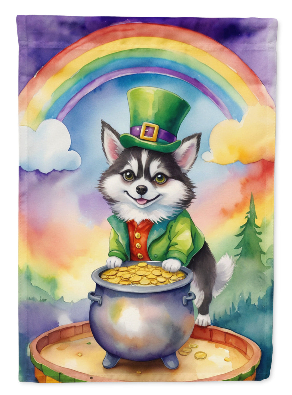 Alaskan Klee Kai St Patrick's Day Garden Flag Mailbox Decorative Yard Banner Outside Patio Artwork for Flower Beds, Garden Size, Multicolor