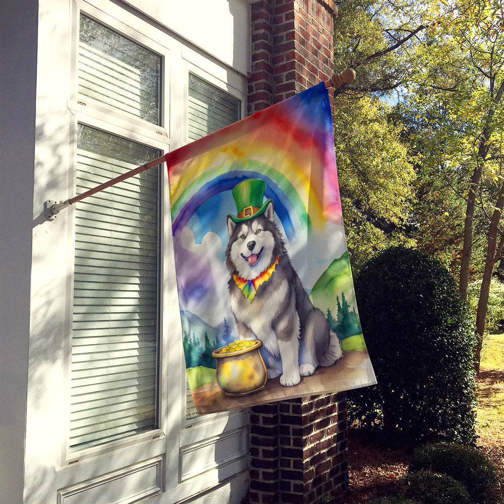 Alaskan Malamute St Patrick's Day House Flag 28x40 Porch Sleeve Pole Decorative Outside Yard Banner Artwork Wall Hanging, Polyester