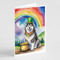Alaskan Malamute St Patrick's Day Greeting Cards Pack of 8 Blank Cards with Envelopes Whimsical A7 Size 5x7
