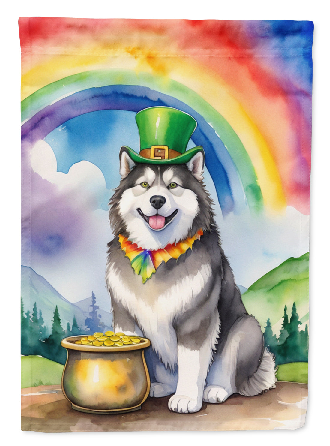 Alaskan Malamute St Patrick's Day Garden Flag Mailbox Decorative Yard Banner Outside Patio Artwork for Flower Beds, Garden Size, Multicolor