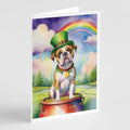 American Bulldog St Patrick's Day Greeting Cards Pack of 8 Blank Cards with Envelopes Whimsical A7 Size 5x7