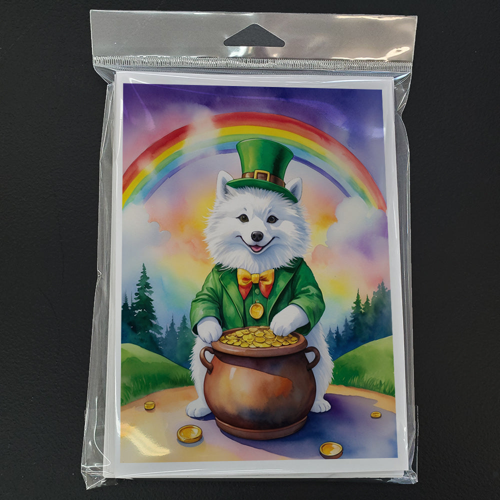 American Eskimo St Patrick's Day Greeting Cards Pack of 8 Blank Cards with Envelopes Whimsical A7 Size 5x7