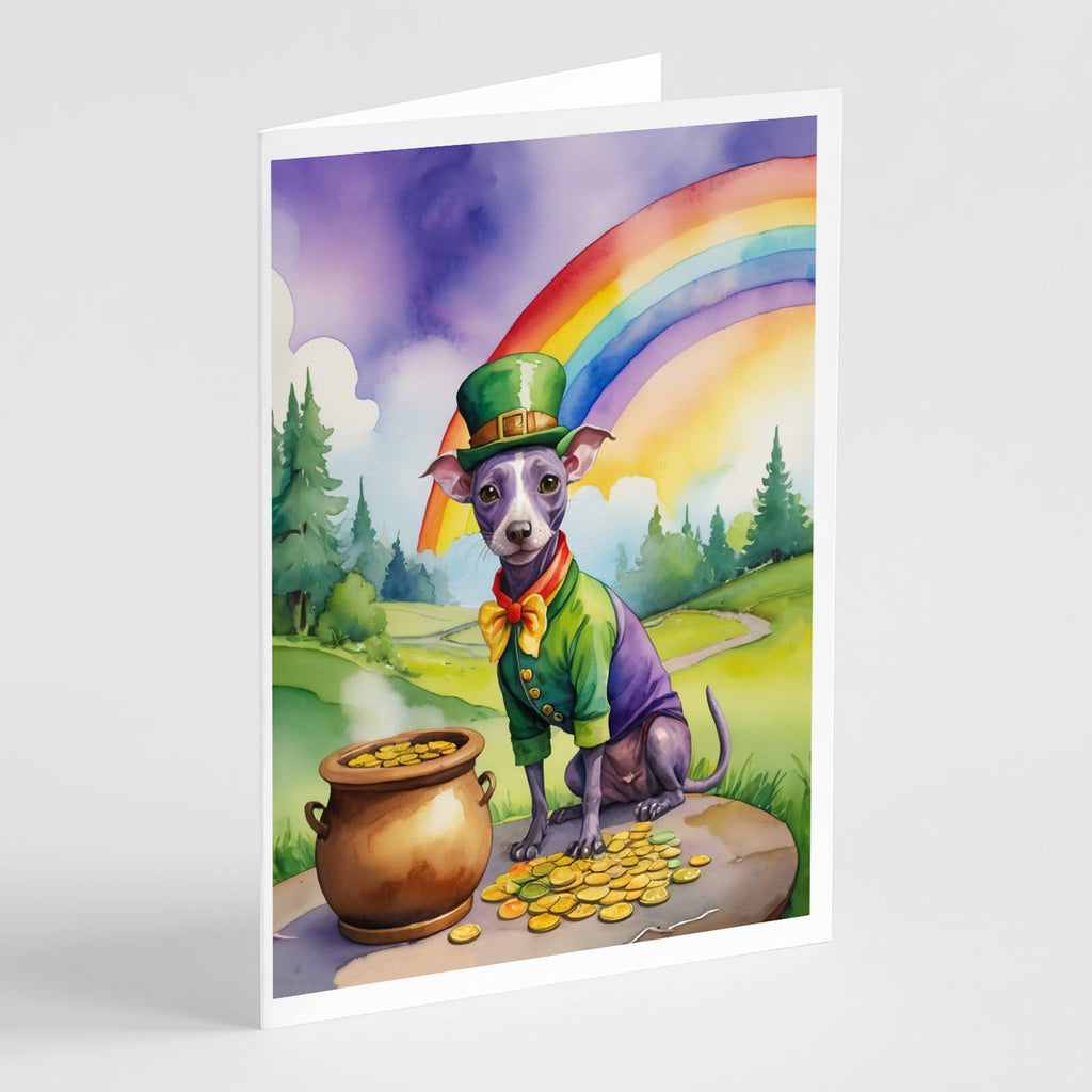 American Hairless Terrier St Patrick's Day Greeting Cards Pack of 8 Blank Cards with Envelopes Whimsical A7 Size 5x7
