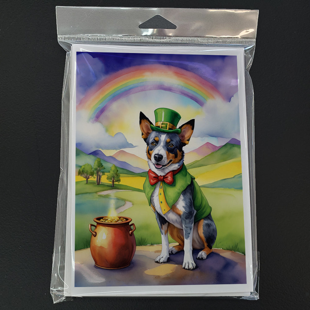 Australian Cattle Dog St Patrick's Day Greeting Cards Pack of 8 Blank Cards with Envelopes Whimsical A7 Size 5x7