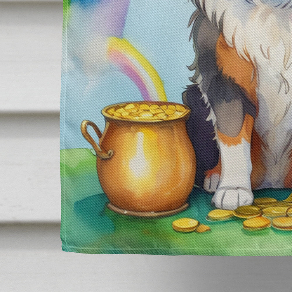 Australian Shepherd St Patrick's Day House Flag 28x40 Porch Sleeve Pole Decorative Outside Yard Banner Artwork Wall Hanging, Polyester