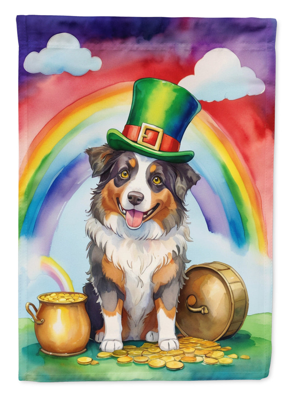 Australian Shepherd St Patrick's Day Garden Flag Mailbox Decorative Yard Banner Outside Patio Artwork for Flower Beds, Garden Size, Multicolor