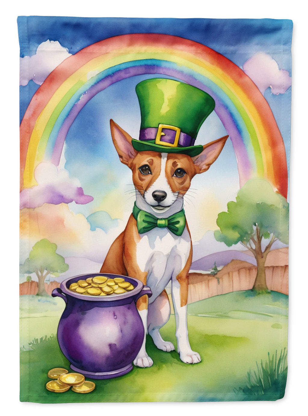 Basenji St Patrick's Day Garden Flag Mailbox Decorative Yard Banner Outside Patio Artwork for Flower Beds, Garden Size, Multicolor