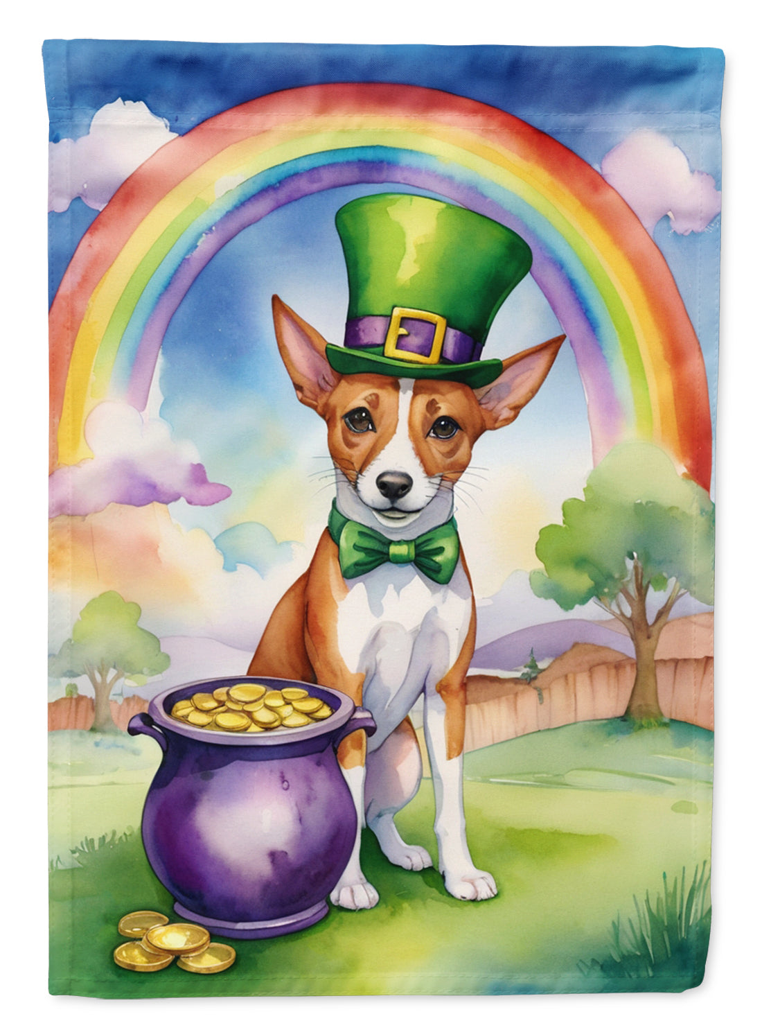 Basenji St Patrick's Day Garden Flag Mailbox Decorative Yard Banner Outside Patio Artwork for Flower Beds, Garden Size, Multicolor