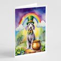 Bedlington Terrier St Patrick's Day Greeting Cards Pack of 8 Blank Cards with Envelopes Whimsical A7 Size 5x7