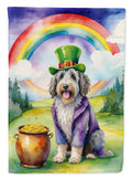 Bergamasco Sheepdog St Patrick's Day House Flag 28x40 Porch Sleeve Pole Decorative Outside Yard Banner Artwork Wall Hanging, Polyester