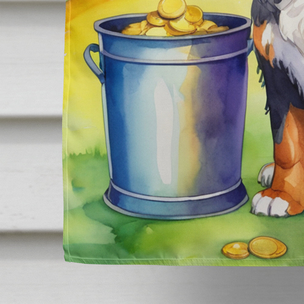 Bernese Mountain Dog St Patrick's Day House Flag 28x40 Porch Sleeve Pole Decorative Outside Yard Banner Artwork Wall Hanging, Polyester