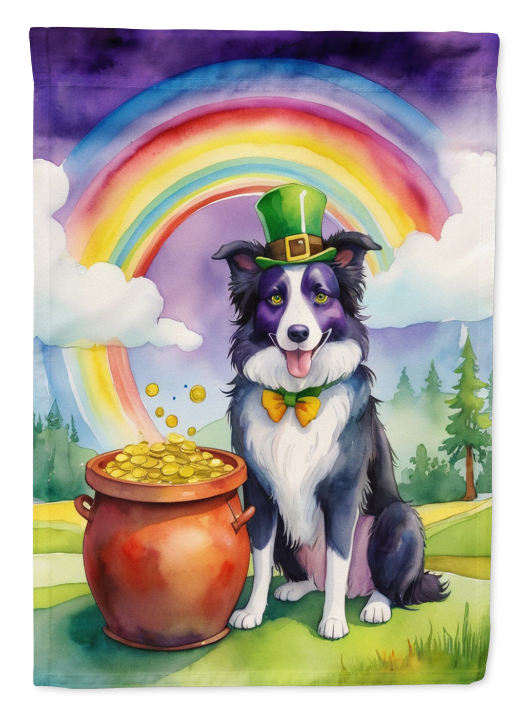Border Collie St Patrick's Day Garden Flag Mailbox Decorative Yard Banner Outside Patio Artwork for Flower Beds, Garden Size, Multicolor
