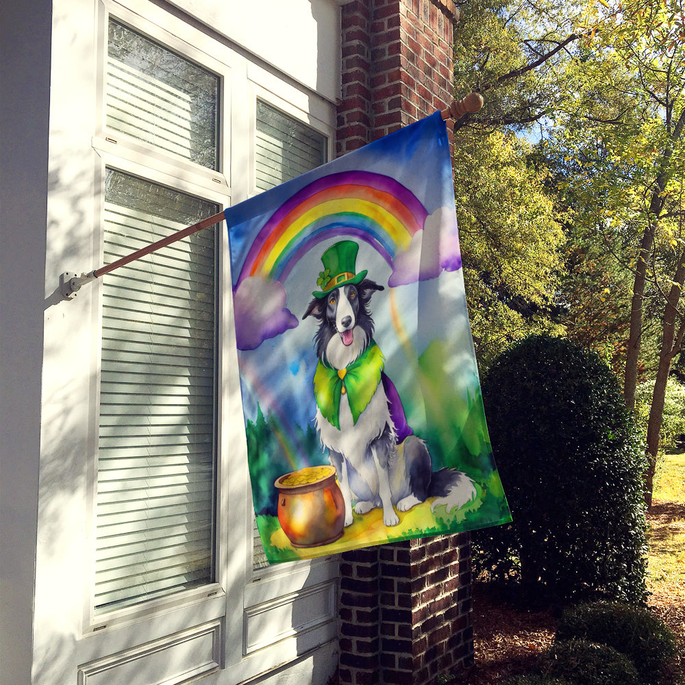 Borzoi St Patrick's Day House Flag 28x40 Porch Sleeve Pole Decorative Outside Yard Banner Artwork Wall Hanging, Polyester