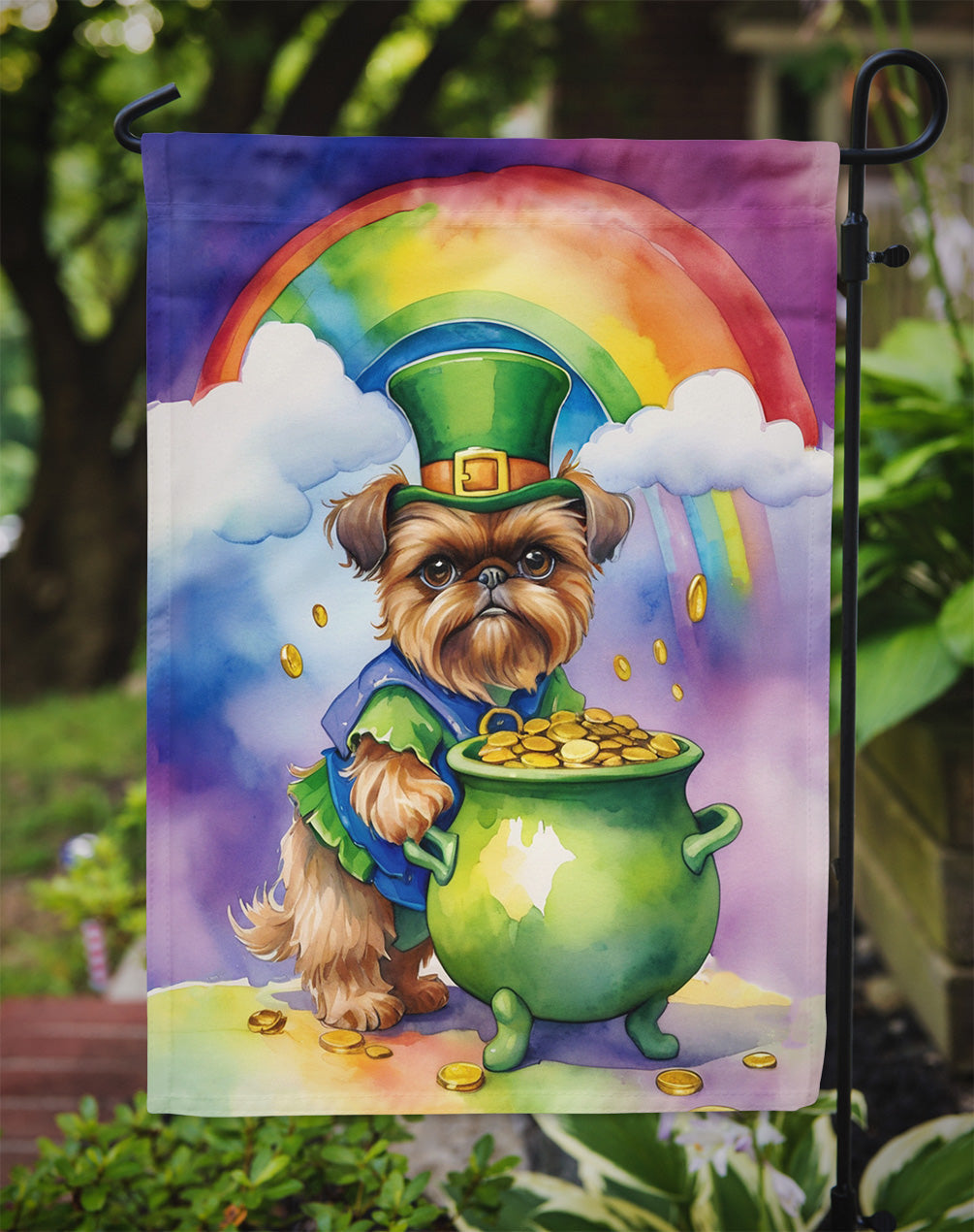 Brussels Griffon St Patrick's Day Garden Flag Mailbox Decorative Yard Banner Outside Patio Artwork for Flower Beds, Garden Size, Multicolor