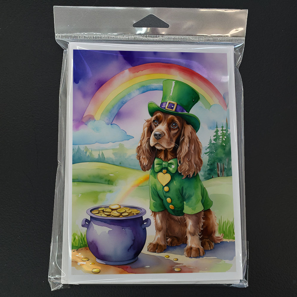 Cocker Spaniel St Patrick's Day Greeting Cards Pack of 8 Blank Cards with Envelopes Whimsical A7 Size 5x7