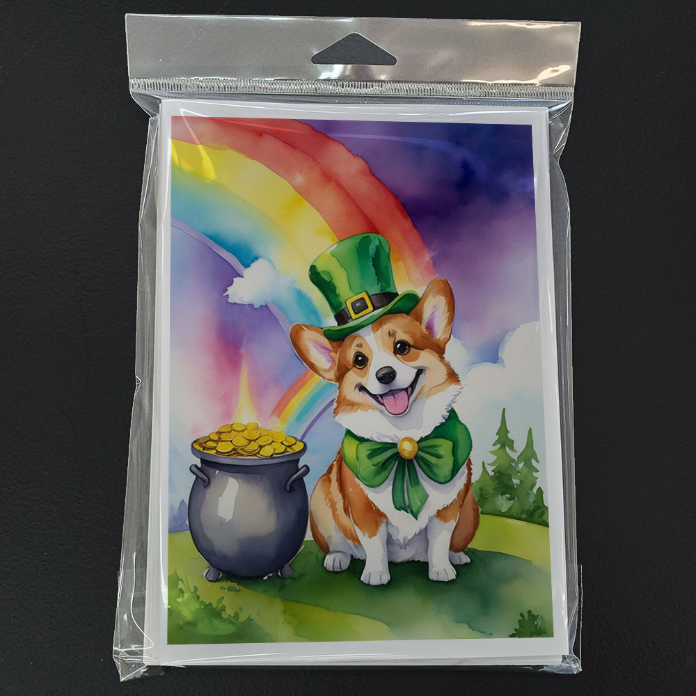 Corgi St Patrick's Day Greeting Cards Pack of 8 Blank Cards with Envelopes Whimsical A7 Size 5x7