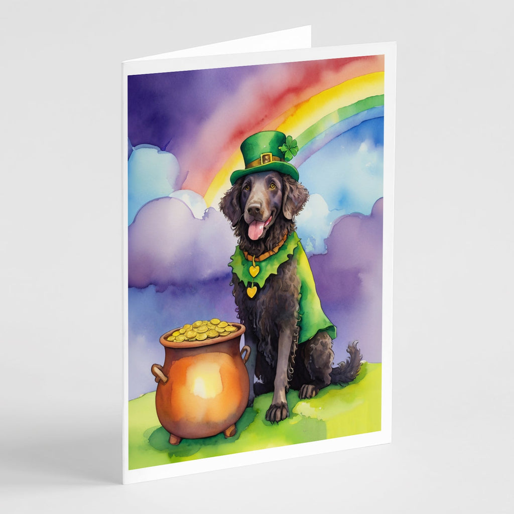 Curly-Coated Retriever St Patrick's Day Greeting Cards Pack of 8 Blank Cards with Envelopes Whimsical A7 Size 5x7